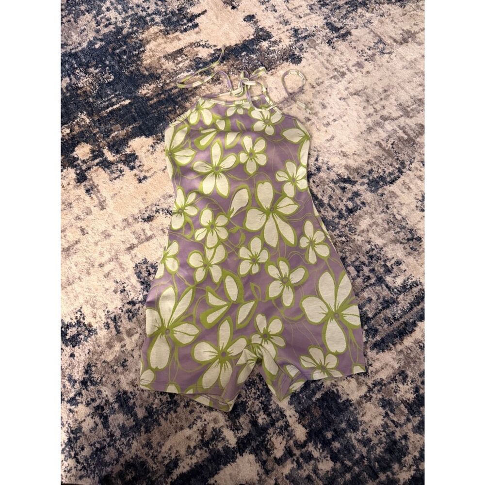 Lavender & Lime Floral Halter Romper